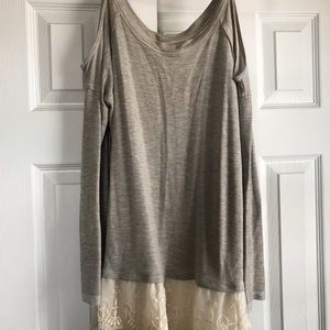 Grey open shoulder top